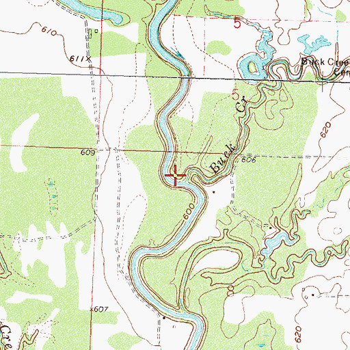 Topographic Map of Buck Creek, OK