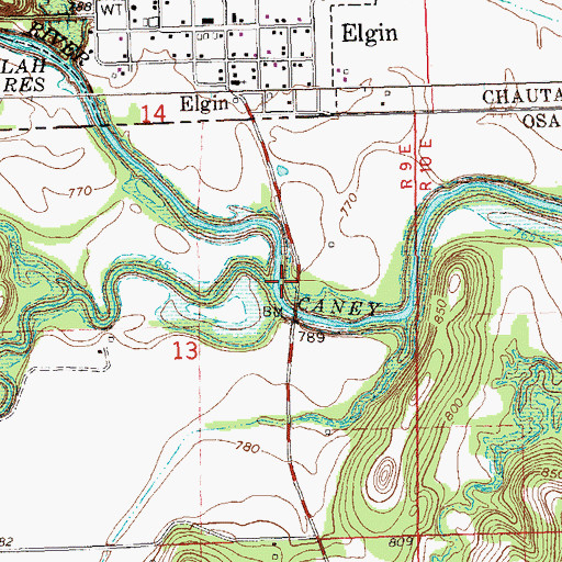 Topographic Map of Buck Creek, OK