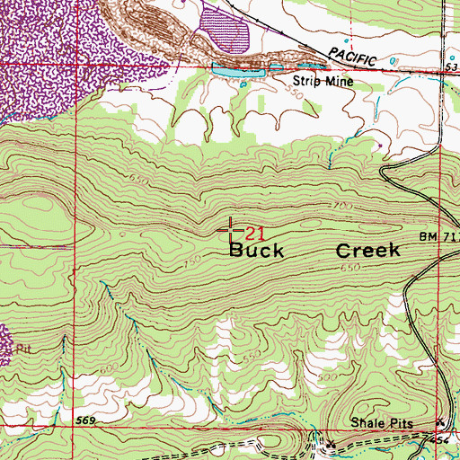 Topographic Map of Buck Creek Mountain, OK