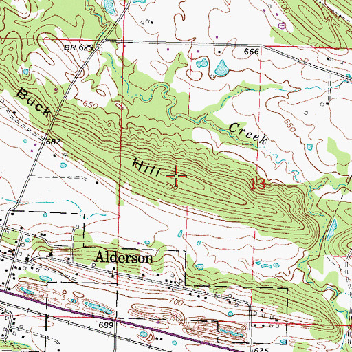 Topographic Map of Buck Hill, OK
