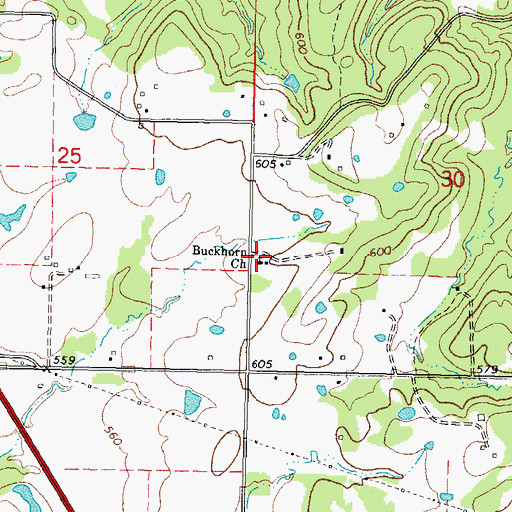 Topographic Map of Buckhorn Church, OK