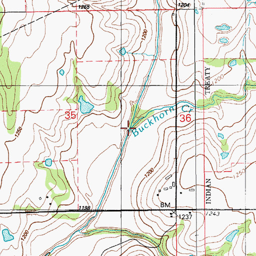 Topographic Map of Buckhorn Creek, OK