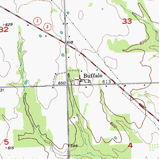 Topographic Map of Buffalo Church, OK