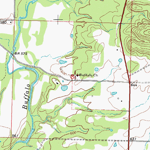 Topographic Map of Buffalo Church, OK