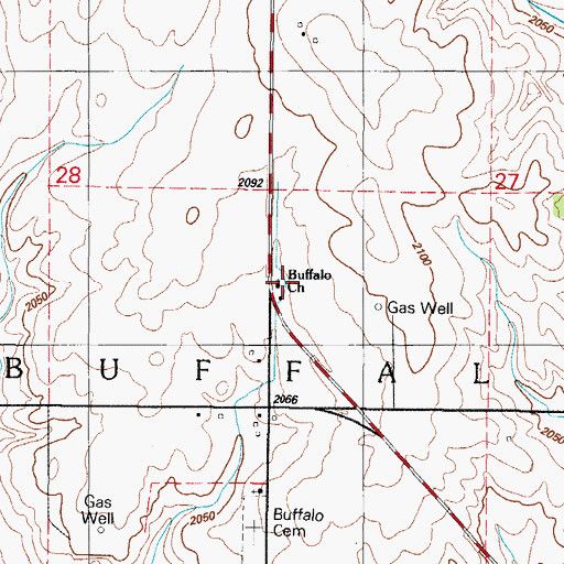 Topographic Map of Buffalo Church, OK