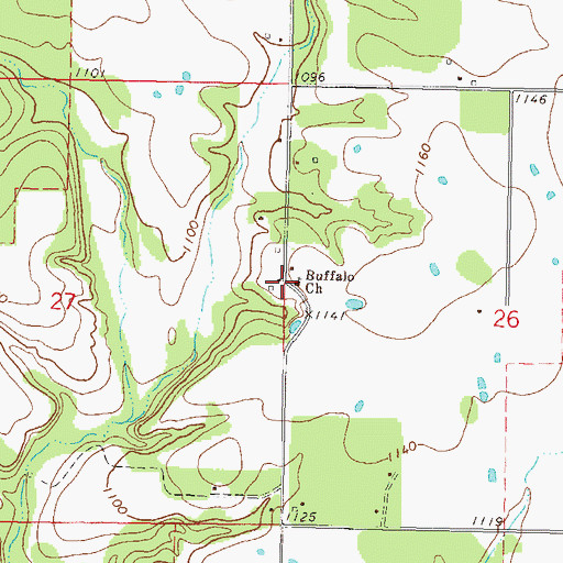 Topographic Map of Buffalo Church, OK