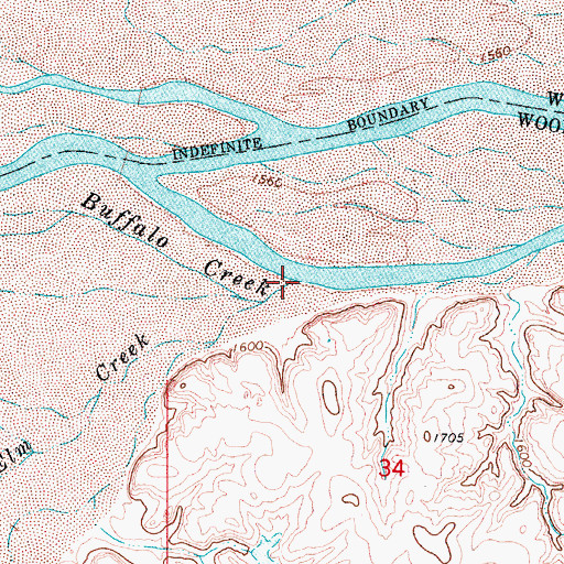 Topographic Map of Buffalo Creek, OK