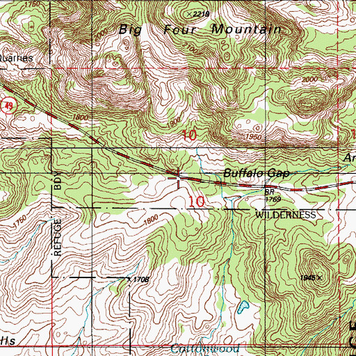 Topographic Map of Buffalo Gap, OK