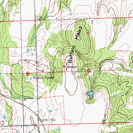 Topographic Map of Buffalo Head, OK
