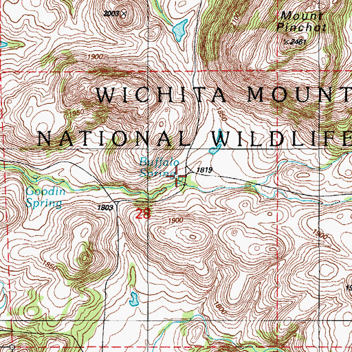 Topographic Map of Buffalo Spring, OK