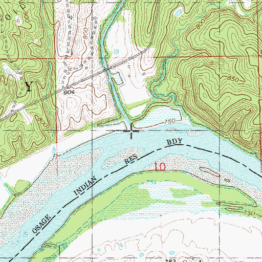Topographic Map of Bug Creek, OK
