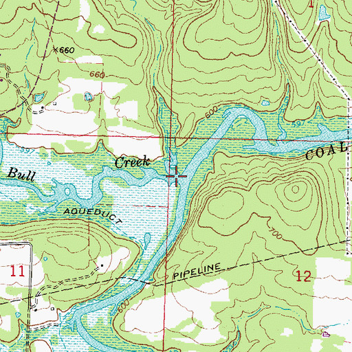 Topographic Map of Bull Creek, OK