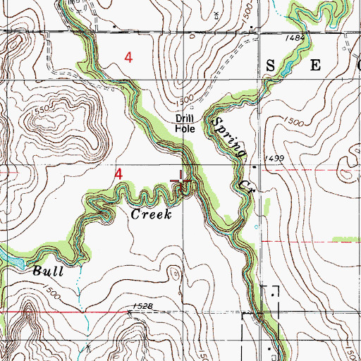 Topographic Map of Bull Creek, OK