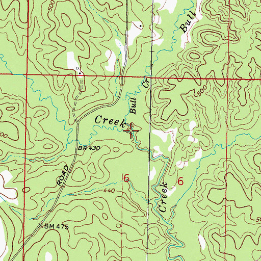 Topographic Map of Bull Creek, OK