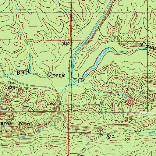 Topographic Map of Bull Creek, OK