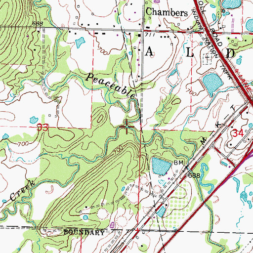 Topographic Map of Bull Creek, OK