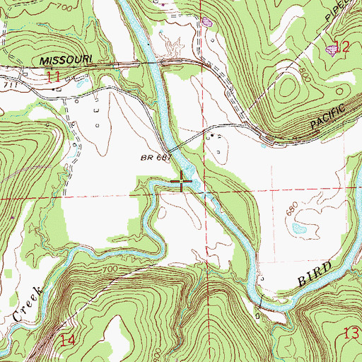 Topographic Map of Bull Creek, OK