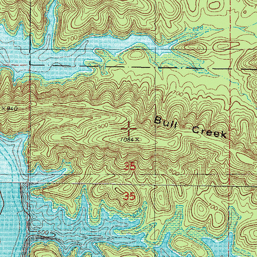 Topographic Map of Bull Creek Mountain, OK