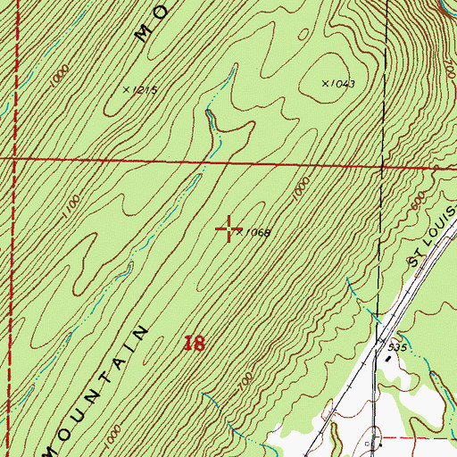 Topographic Map of Bull Creek Mountain, OK