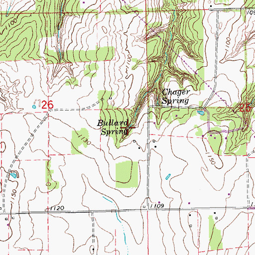 Topographic Map of Bullard Spring, OK