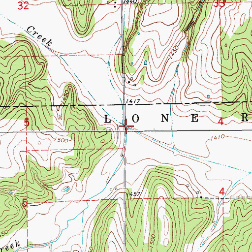 Topographic Map of Bullet Creek, OK