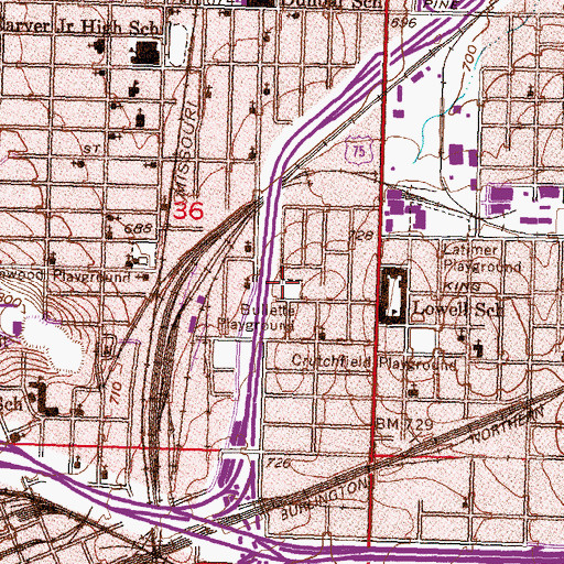 Topographic Map of Bullette Park, OK