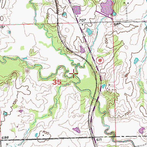 Topographic Map of Bully Creek, OK