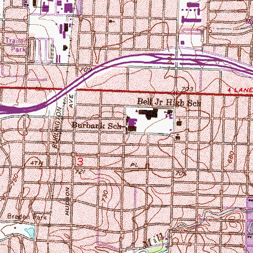 Topographic Map of Burbank School, OK