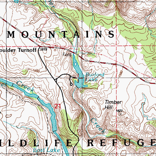 Topographic Map of Burford Lake, OK