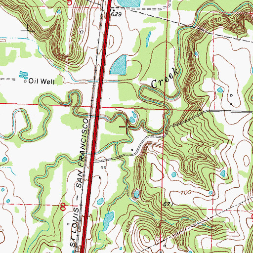 Topographic Map of Burgess Creek, OK