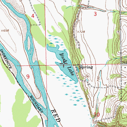 Topographic Map of Burk Lake, OK