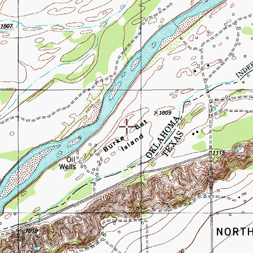 Topographic Map of Burke Bet Island, OK