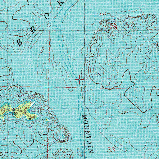 Topographic Map of Burke Branch, OK