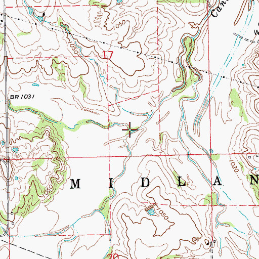 Topographic Map of Burkhart Creek, OK