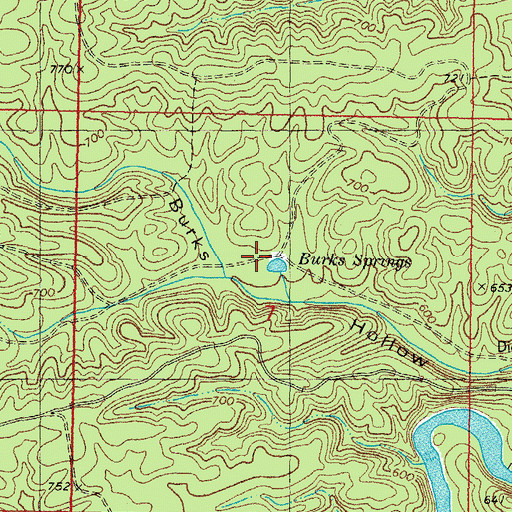Topographic Map of Burks Springs, OK