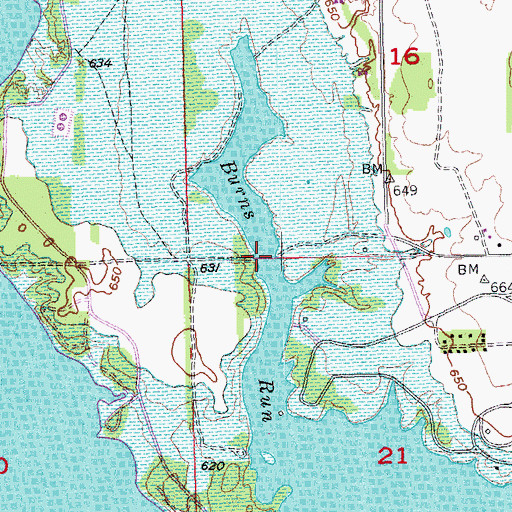 Topographic Map of Burns Run, OK