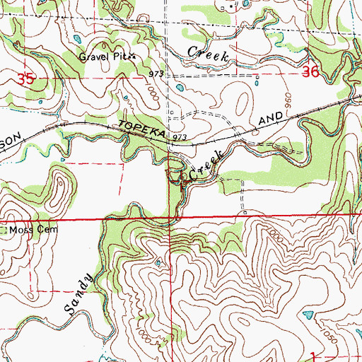 Topographic Map of Burris Creek, OK