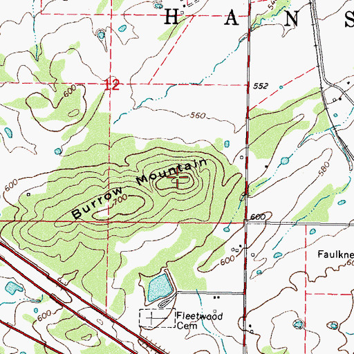 Topographic Map of Burrow Mountain, OK