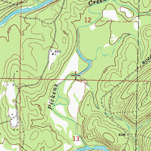 Topographic Map of Buzzard Creek, OK