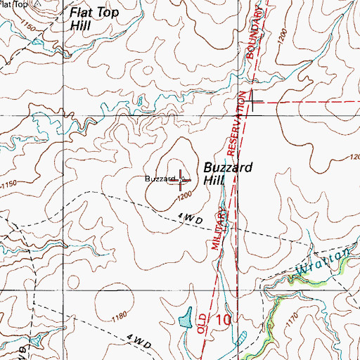 Topographic Map of Buzzard Hill, OK