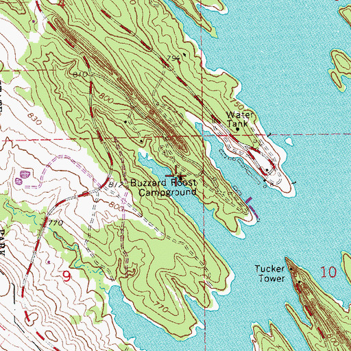 Topographic Map of Buzzard Roost Campground, OK