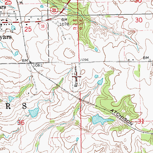 Topographic Map of Byars Cemetery, OK