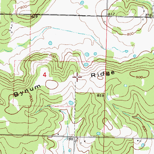 Topographic Map of Bynum Ridge, OK