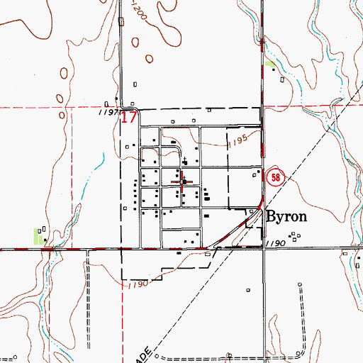 Topographic Map of Byron, OK