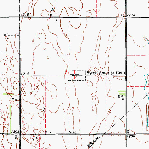 Topographic Map of Byron-Amorita Cemetery, OK