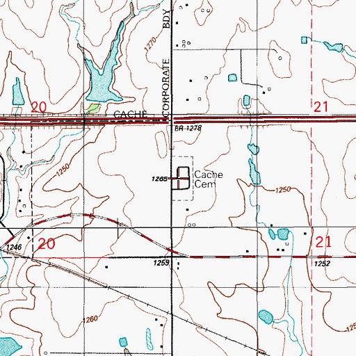 Topographic Map of Cache Cemetery, OK