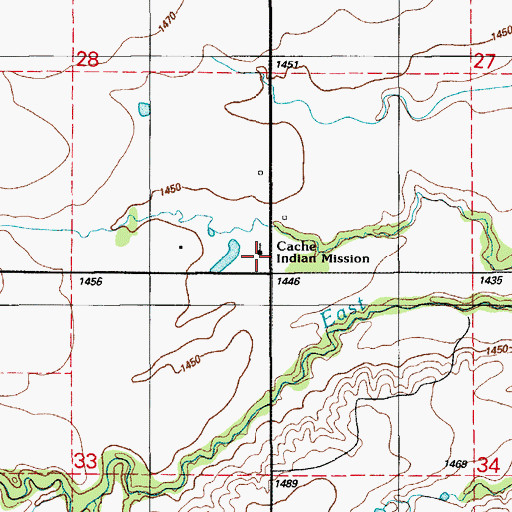 Topographic Map of Cache Indian Mission, OK
