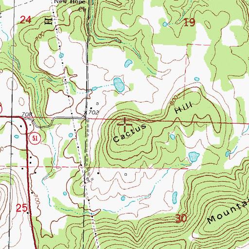 Topographic Map of Cactus Hill, OK