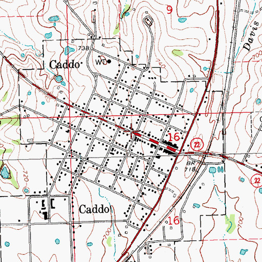 Topographic Map of Caddo, OK