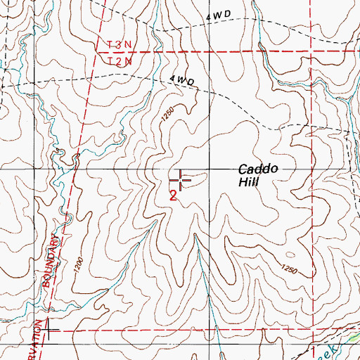 Topographic Map of Caddo Hill, OK